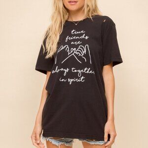 HEM & THREAD Black “True Friends Are Always Together In Spirit” Graphic Tee